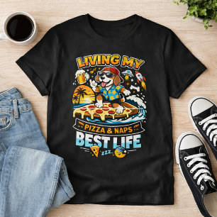 T-shirt Vivre ma meilleure vie de pizza et de siestes drôl