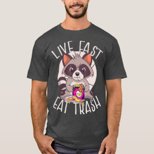 T-shirt VIVRE RAPIDE MANGER TRASH Funky Raccoon Manger Jun