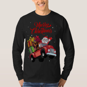 T-shirt Vizsla avec le Père Noël dans le Chien de Camion R