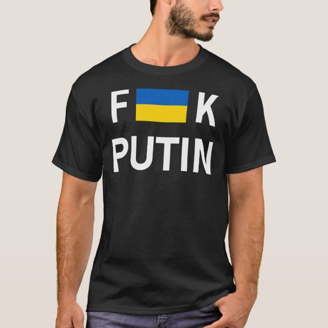 T-shirt Vladimir Poutine avec le drapeau ukrainien -P (Devant)