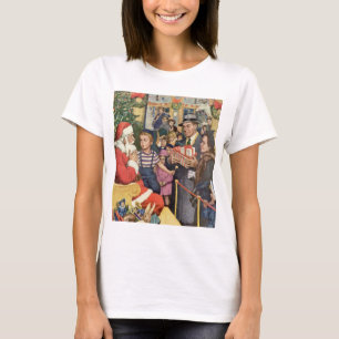 T-shirt Vœu de Noël vintage, garçon sur les genoux du Père