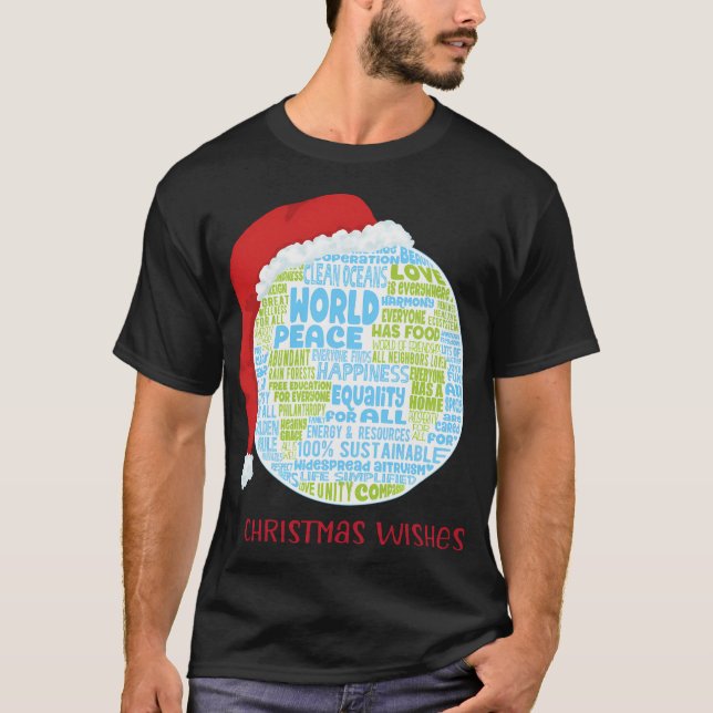 T-shirt Voeux De Noël - Vision De La Paix Mondiale - Terre (Devant)