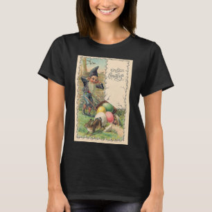 T-shirt Vœux de Pâques victoriens vintage avec Gnome