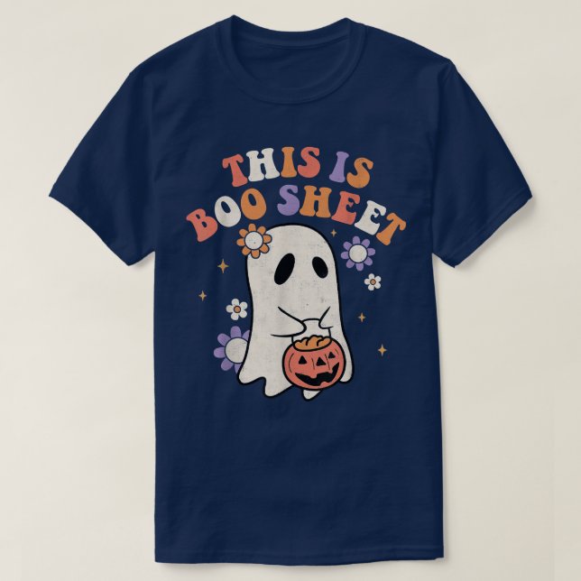 T-shirt Voici Bosheet Ghost Retro Halloween Éffrayant Vib (Design devant)