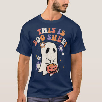 T-shirt Voici Bosheet Ghost Retro Halloween Éffrayant Vib