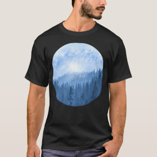 T-shirt Voici Le Soleil - Forêt Misty - Bleu