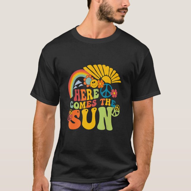 T-shirt Voici Le Soleil Rétro Vibes Été Hippie Boho (Devant)