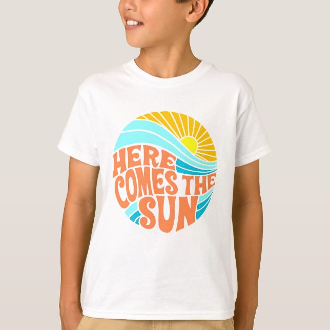 T-shirt Voici Le Tee Soleil, Style Rétro, Style Hippie (Devant)