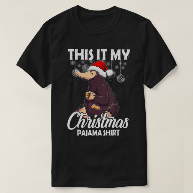 T-shirt Voici Mon cadeau de Noël Pyjama Cute Niffler Xmas (Design devant)