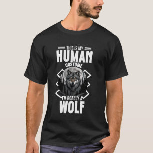 T-shirt Voici mon costume humain Halloween Wolves graphiqu