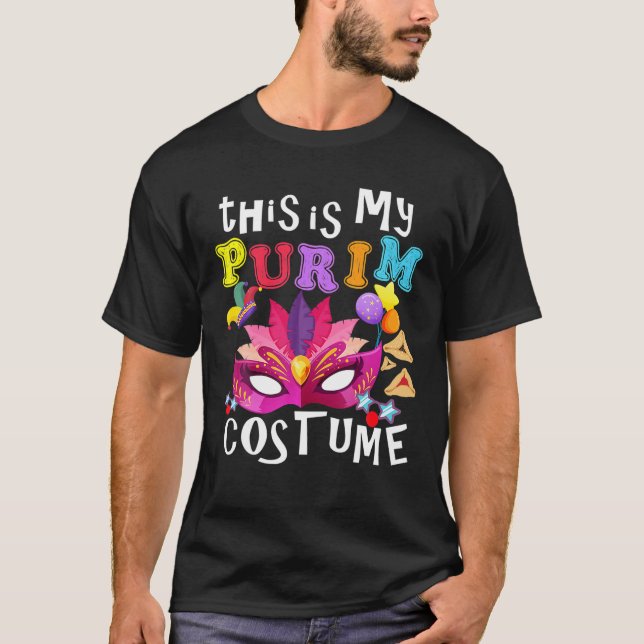 T-shirt Voici Mon Costume Purim Mardi Gras Carnival Costu (Devant)