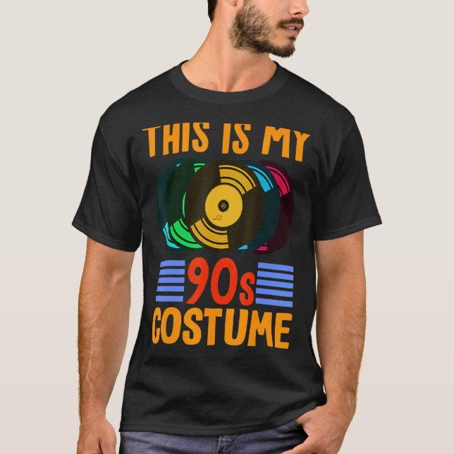 T-shirt Voici Mon Costume Vinyl 90s Music Theme Party (Devant)