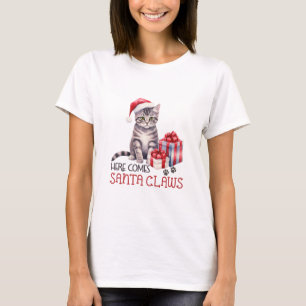 T-shirt Voici Père Noël Claws Cat