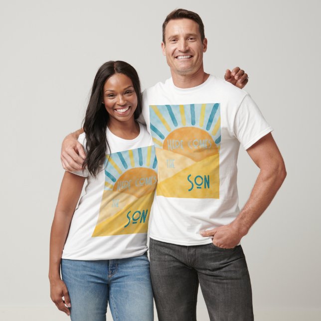 T-shirt Voici Son Sunshine Blue Ray Boy Baby shower (Unisexe)
