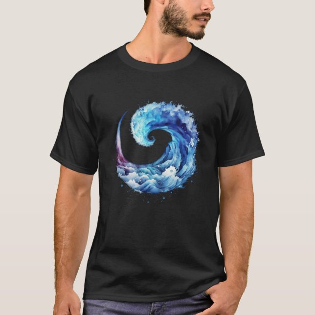 T-shirt Voie circulaire bleue surf aquatique Aquarius merm (Devant)