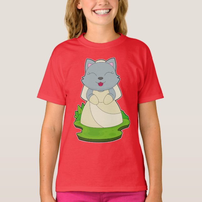 T-shirt Voile de mariée Chat Mariage (Devant)