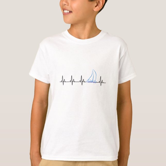 T-shirt Voile Heartbeat Funny Sailboat (Devant)