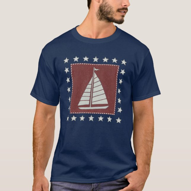 T-shirt Voilier côtier de l'art | sur le rouge (Devant)