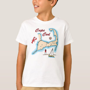 T-shirt Voilier Shell de homard d'illustration de carte de