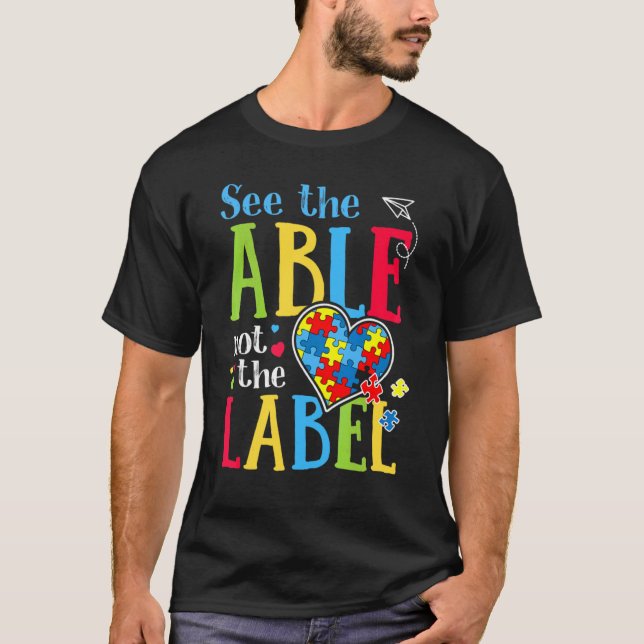 T-shirt Voir La Table Pas L'Autisme Étiquette Puzzle Amour (Devant)