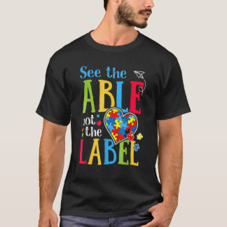 T-shirt Voir les capacités et non l'étiquette Puzzle Autis