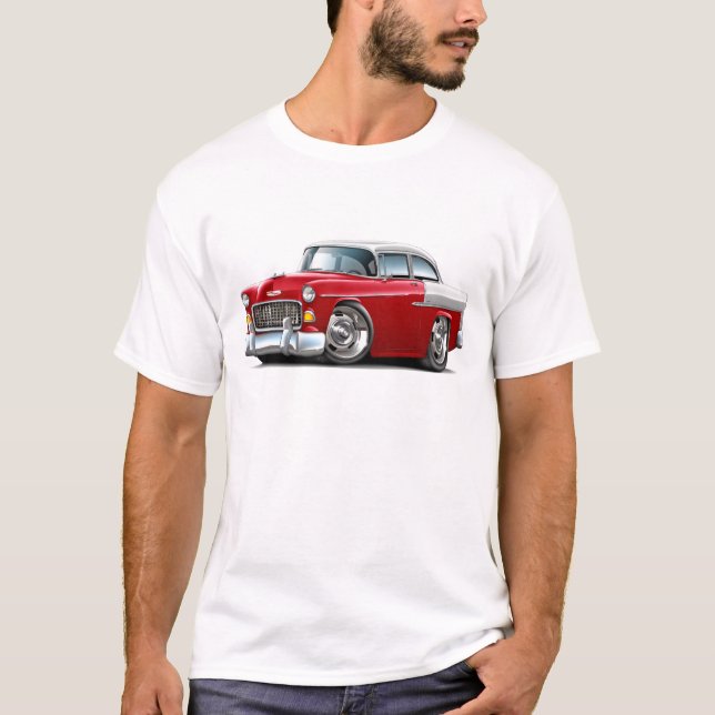 T-shirt Voiture 1955 Rouge-Blanche de Chevy Belair (Devant)
