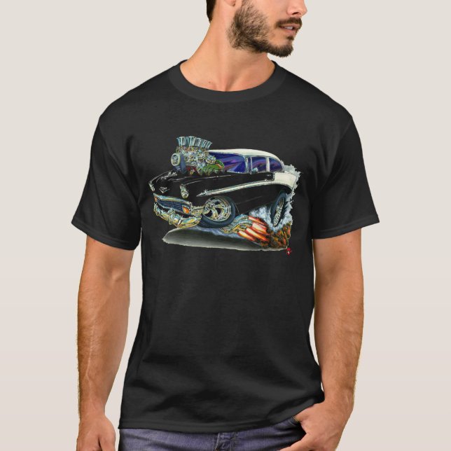 T-shirt Voiture 1956 noire de Chevy Belair (Devant)