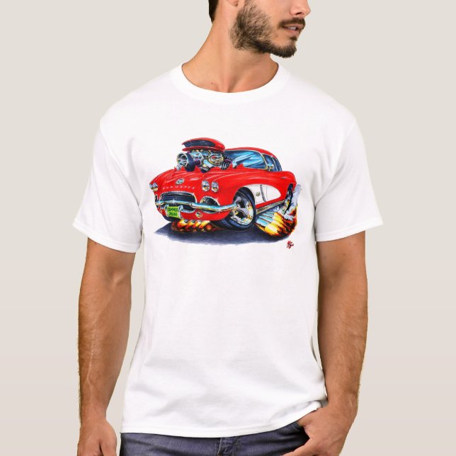 T-shirt Voiture 1962 Rouge-Blanche de Corvette (Devant)