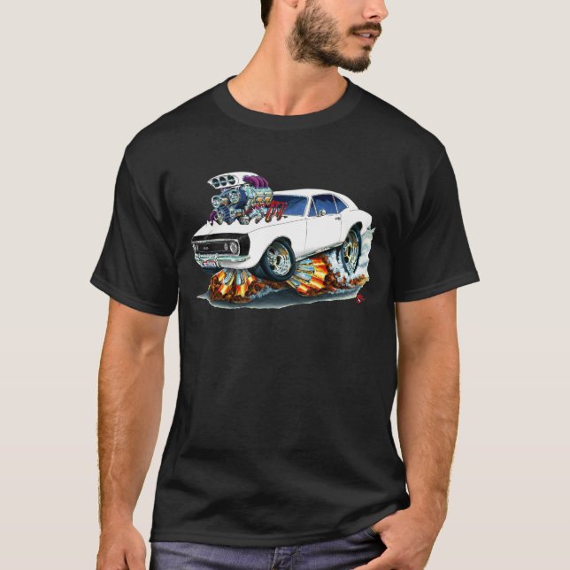 T-shirt Voiture 1967 Blanc-Noire de Camaro solides (Devant)
