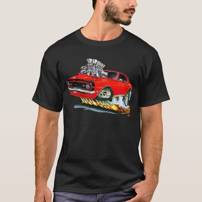T-shirt Voiture 1968 Rouge-Noire de Camaro solides (Devant)