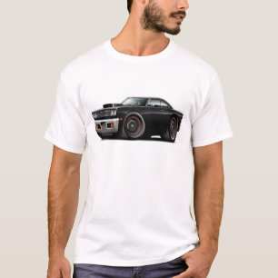 T-shirt Voiture 1969 Noir-Noire de scoop de capot de