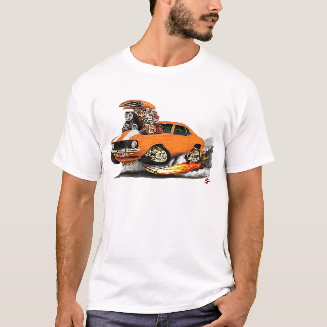 T-shirt Voiture 1969 Orange-Blanche de Camaro solides (Devant)