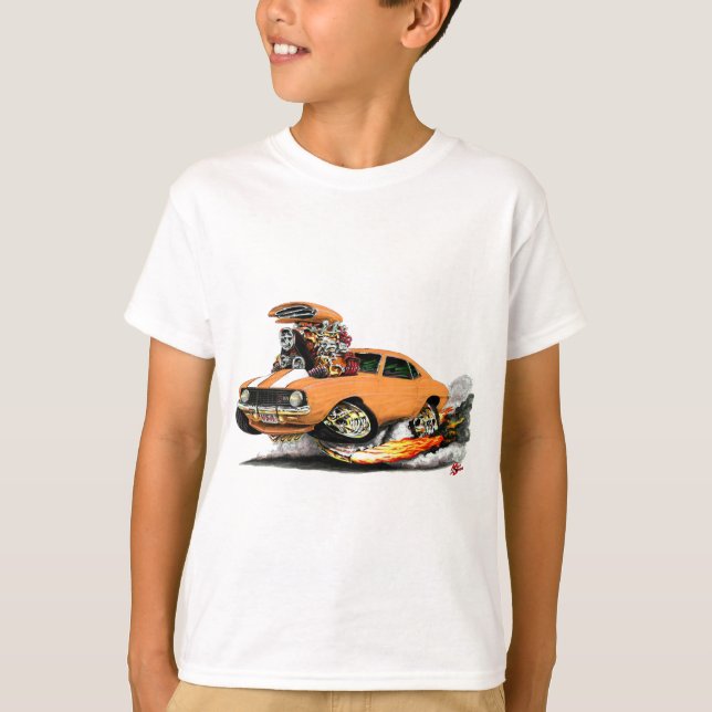 T-shirt Voiture 1969 Orange-Blanche de Camaro Z28 (Devant)