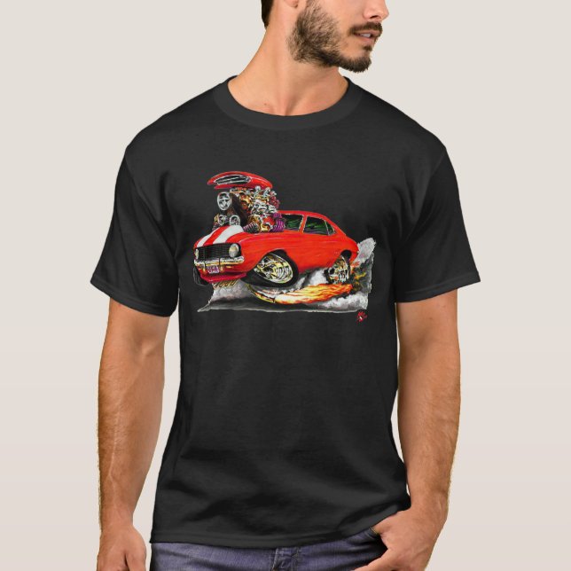 T-shirt Voiture 1969 Rouge-Blanche de Camaro solides (Devant)