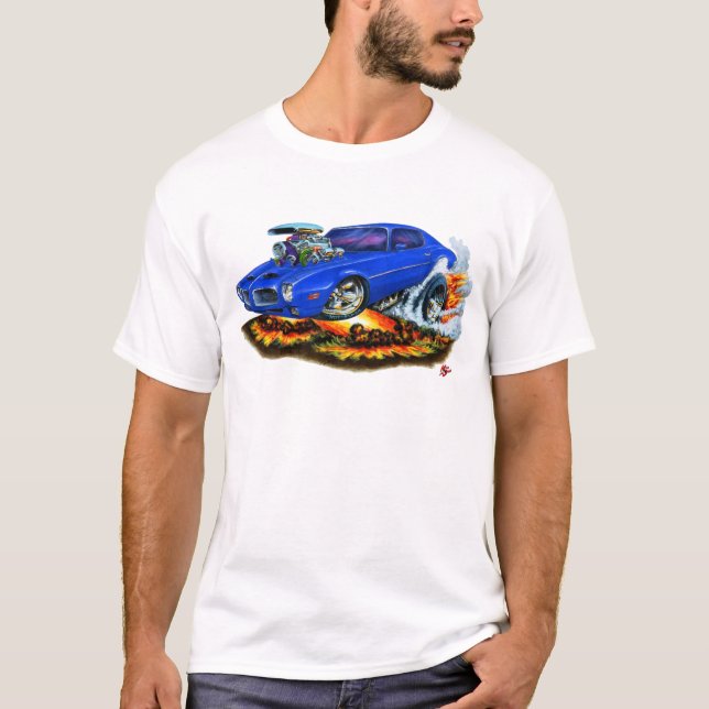 T-shirt Voiture 1970-72 de bleu de Firebird (Devant)