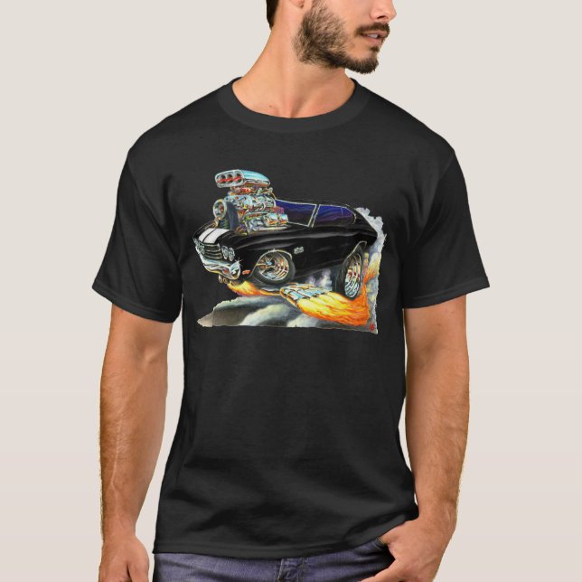 T-shirt Voiture 1970 Noir-Blanche de Chevelle (Devant)