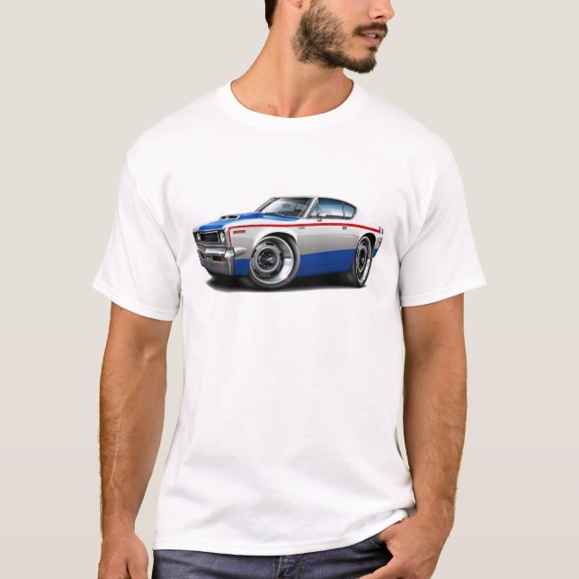 T-shirt Voiture 1970 Rouge-Blanc-Bleue de machine rebelle (Devant)