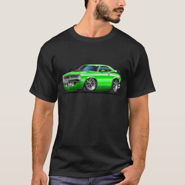 T-shirt Voiture 1970 verte de Plymouth Cuda (Devant)