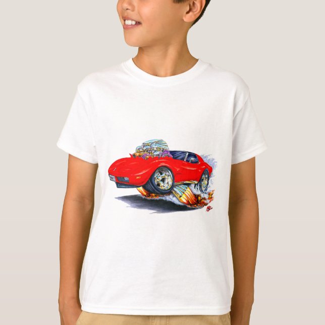 T-shirt Voiture 1973-76 de rouge de Corvette (Devant)