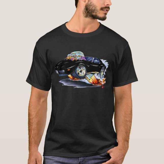 T-shirt Voiture 1973-76 noire de Corvette (Devant)