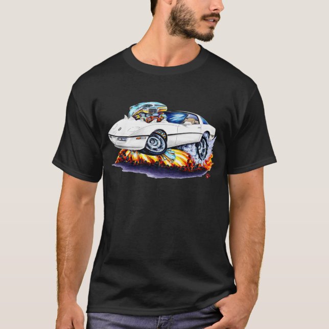 T-shirt Voiture 1984-93 de blanc de Corvette (Devant)