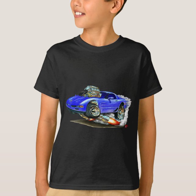 T-shirt Voiture 1998-2004 de bleu de Corvette (Devant)