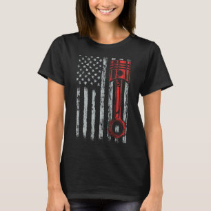 T-shirt Voiture Amateur Drapeau Américain Piston Muscle Vo
