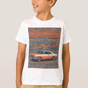 T-shirt Voiture classique avec motif bleu et orange