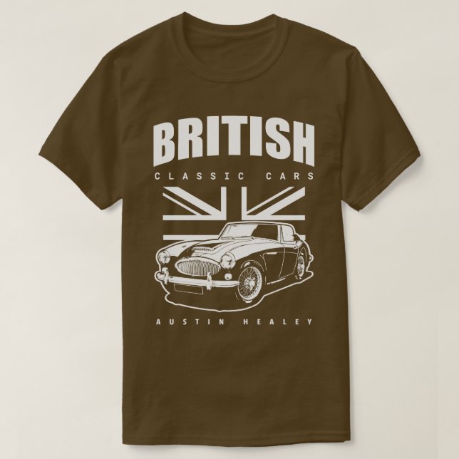 T-shirt Voiture classique britannique Austin Healey Long M (Design devant)