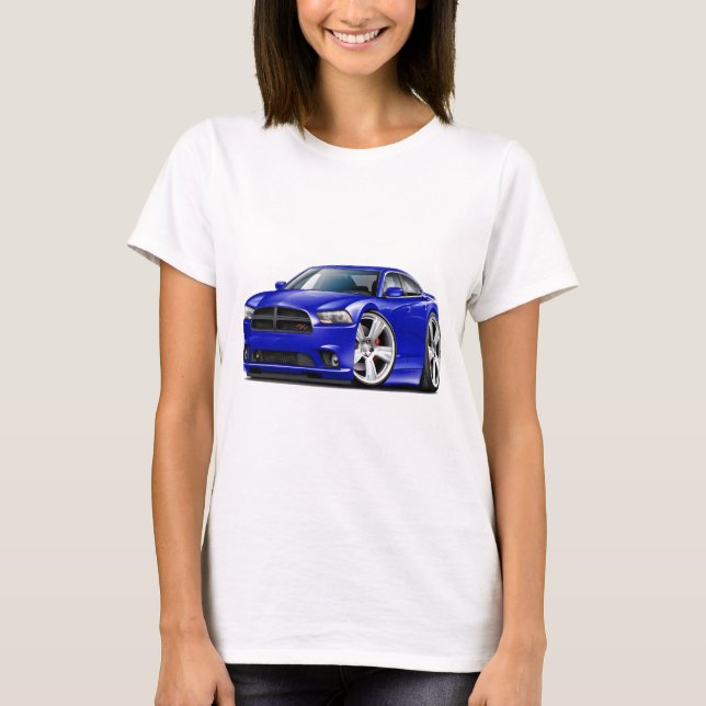 T-shirt Voiture de bleu du chargeur droite de Dodge (Devant)
