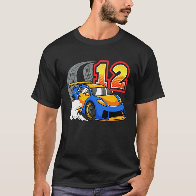 T-shirt Voiture de course 12e anniversaire 12 ans bébé gar (Devant)