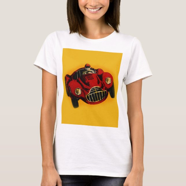 T-shirt Voiture de course automobile jaune rouge (Devant)