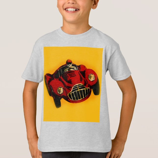 T-shirt Voiture de course automobile jaune rouge (Devant)