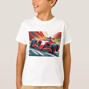 T-shirt Voiture de course avec arrière - plan coloré